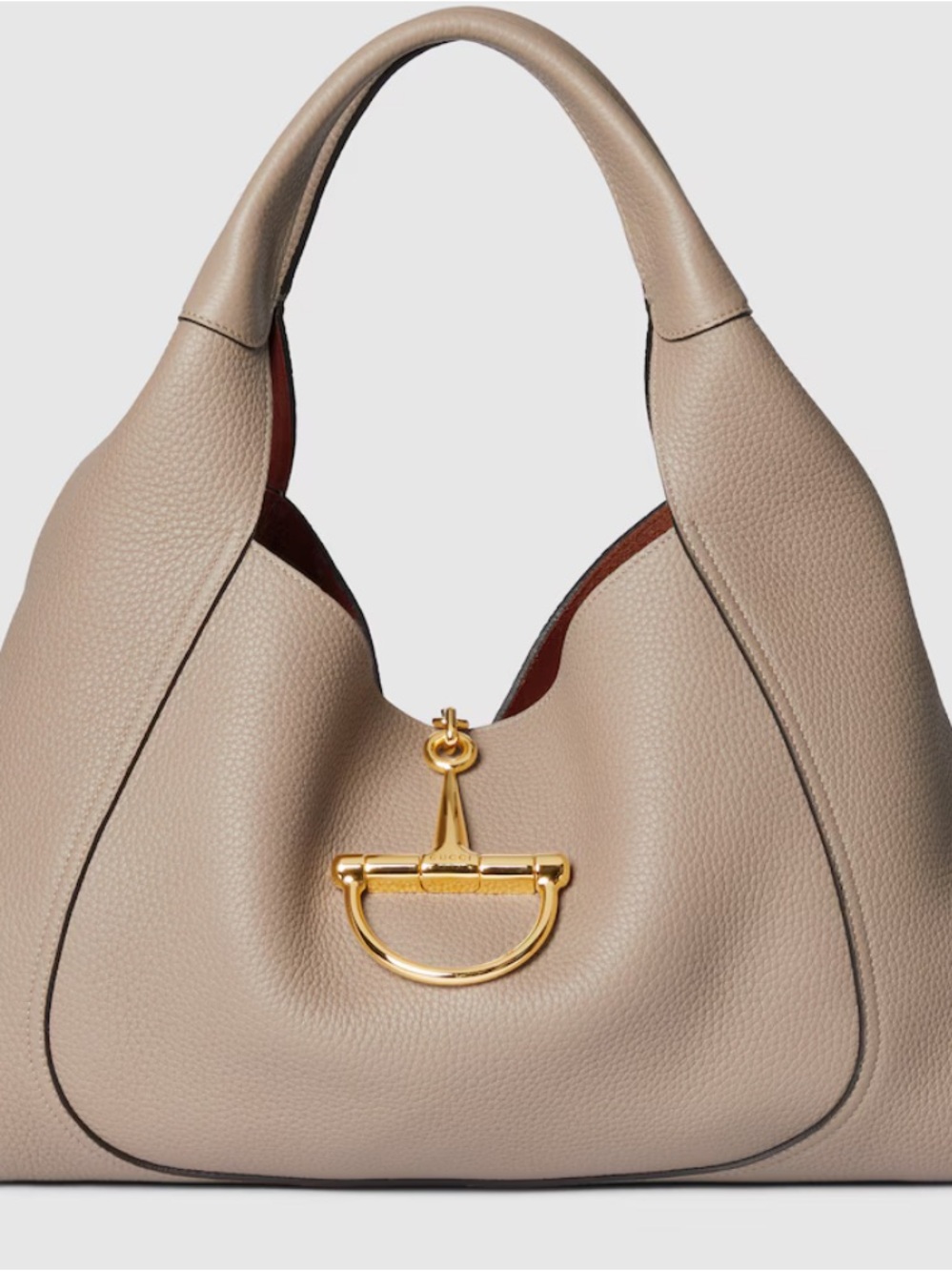 Authentic Brand New Gucci Softbit Maxi Hobo in Taupe Leather with Gold Hardware
